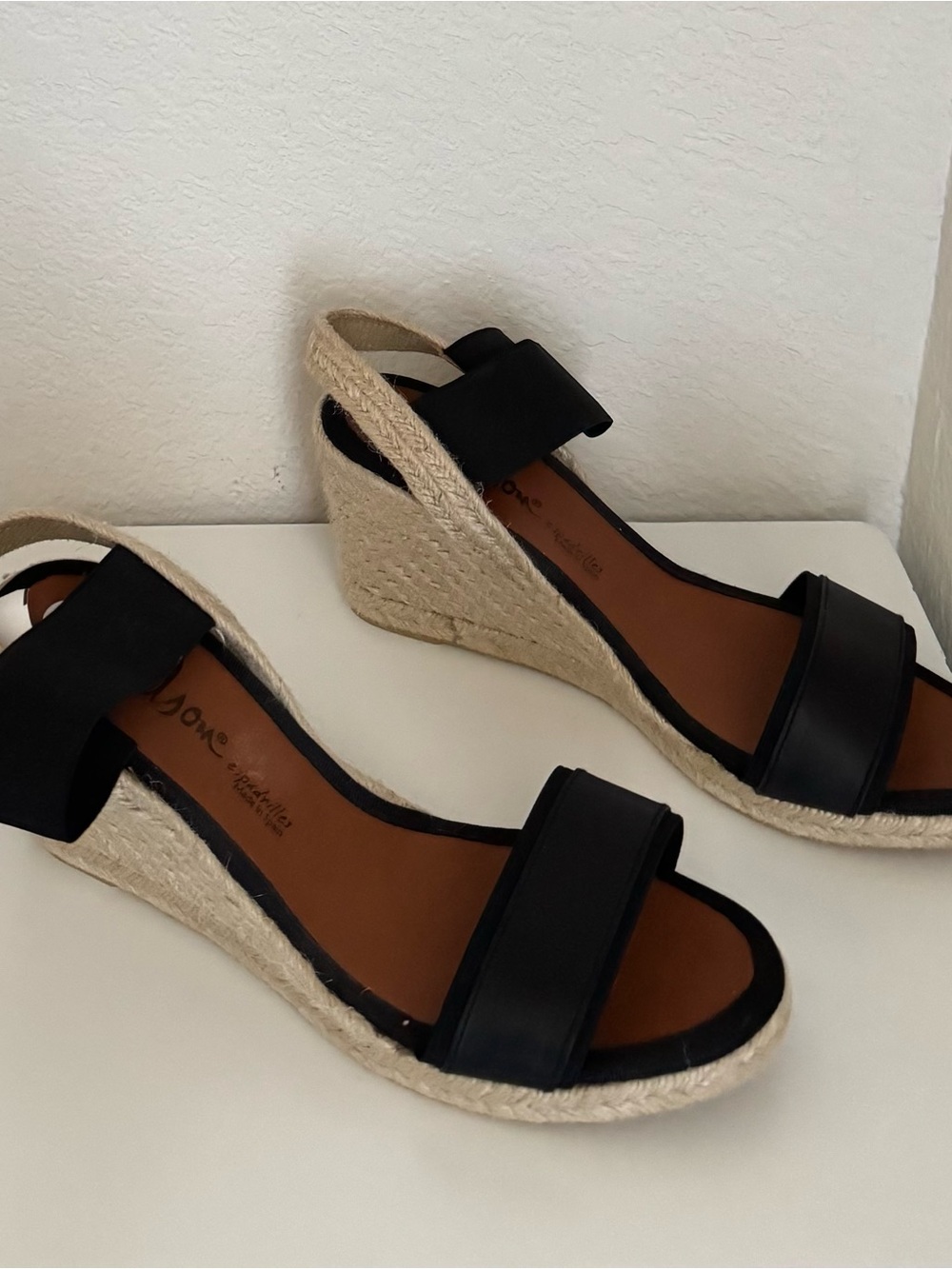 Dalson Black Espadrille Wedge Sandals with Ankle Strap - Women - Picture 3 of 3